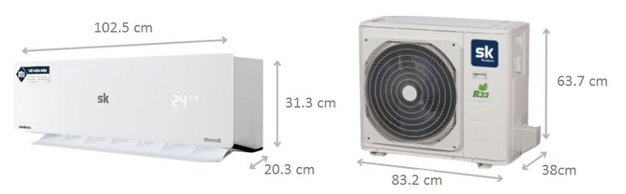 Kích thước điều hòa Sumikura 24000BTU APS/APO-H240DC