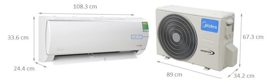 Kích thước điều hòa Midea 24000 BTU MSAG-24CRN8