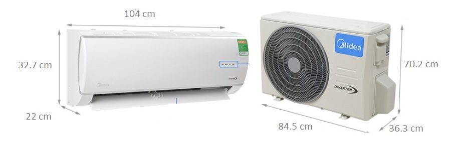Kích thước điều hòa Midea 24000 BTU MSAFB-24HRN1