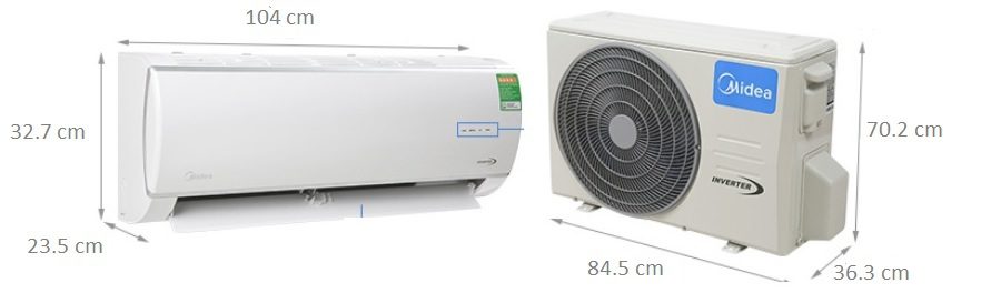 Kích thước điều hòa Midea 24000 BTU MSMA-24HR