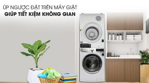 Úp ngược, đặt trên máy giặt