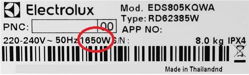 Cách xem công suất tiêu thụ điện máy sấy Electrolux