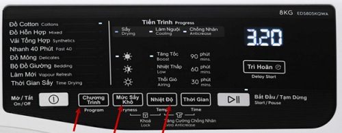 Nhiệt độ máy sấy quần áo Electrolux
