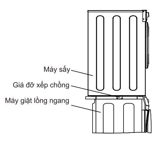 Cách xếp chồng máy sấy AQUA thông hơi lên máy giặt