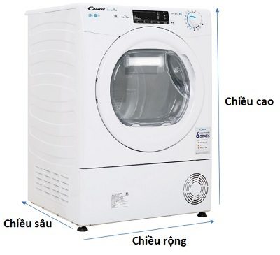 Kích thước máy sấy quần áo Candy