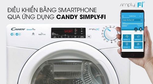 Điều khiển bằng điện thoại có hỗ trợ NFC máy sấy Candy
