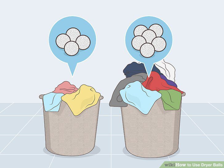 Đặt 3-6 bóng sấy với mỗi lần sấy quần áo