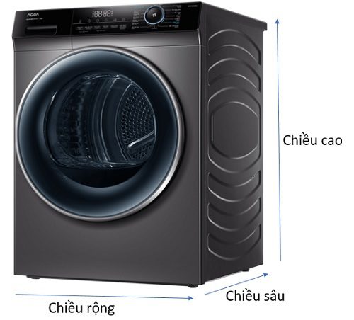 Kích thước chiều cao – rộng – sâu máy sấy quần áo Aqua