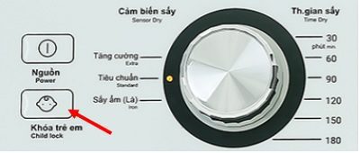 Khóa trẻ em trên máy sấy Aqua