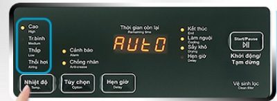 Chế độ nhiệt độ sấy máy sấy Aqua