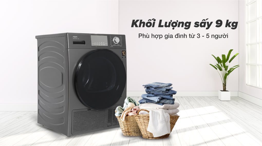 Máy sấy bơm nhiệt AQUA 7 Kg AQH-H900G PS - Khối lượng sấy