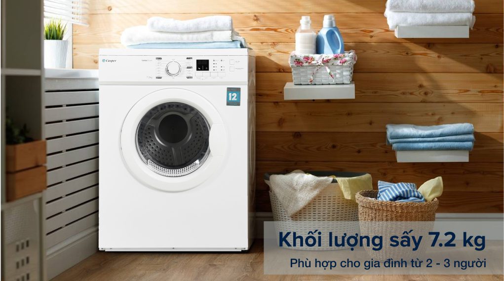 Máy sấy thông hơi Casper 7.2 Kg TD-72VWD - 7.2 Kg - 16 chương trình sấy 