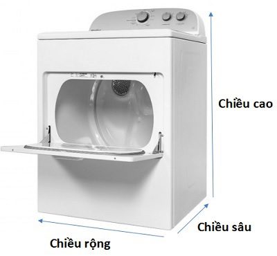 Kích thước máy sấy Whirlpool