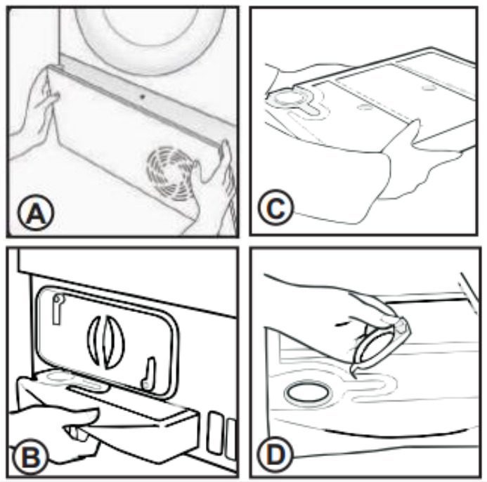 Tháo khay nước phía dưới hộc chứa nước máy sấy Candy