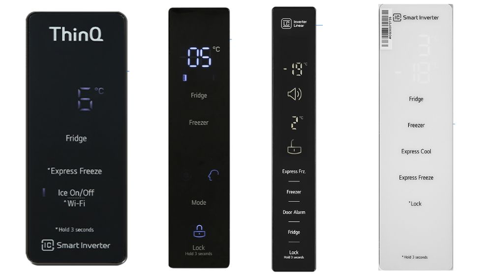 Ký hiệu trên bảng điều khiển nằm dọc tủ lạnh LG