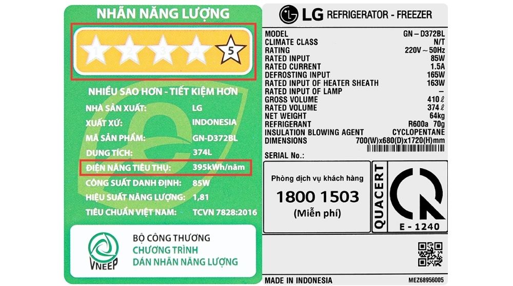 Cách chọn tủ lạnh tiết kiệm điện LG