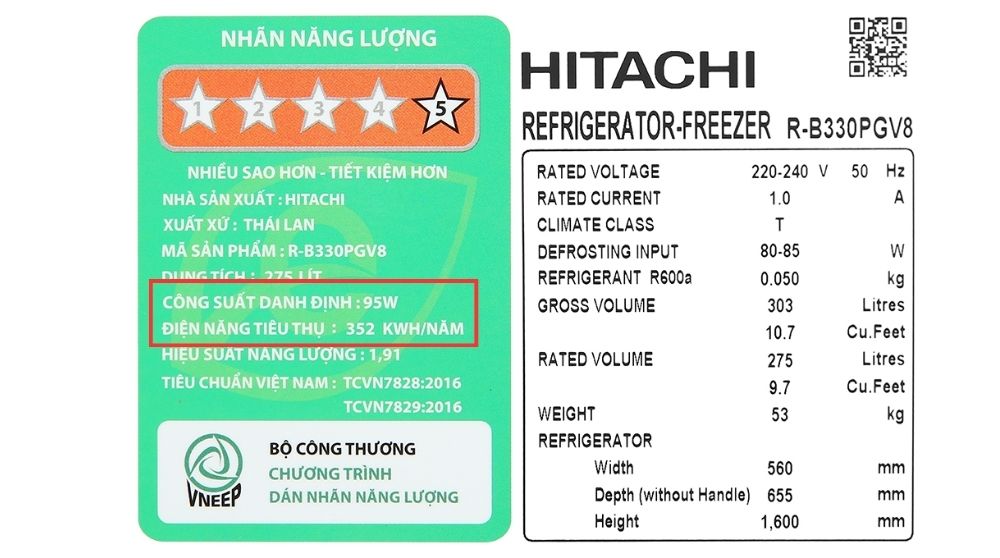 Cách Xem Công Suất Tiêu Thụ Của Tủ Lạnh Hitachi