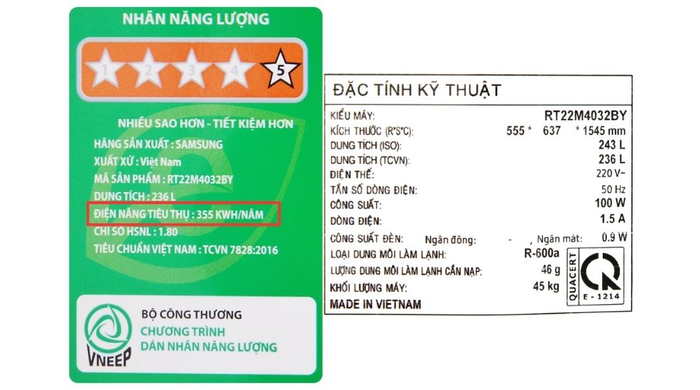 Cách Xem điện Năng Tiêu Thụ Của Tủ Lạnh 2 Cánh