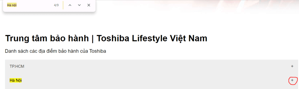 Cách tìm kiếm trung tâm bảo hành Toshiba chính hãng