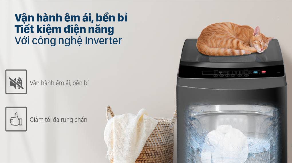 Máy giặt Casper Inverter 9.5 kg WT-95I68DGA - Tiết kiệm điện, hoạt động êm ái và bền bỉ với công nghệ Inverter