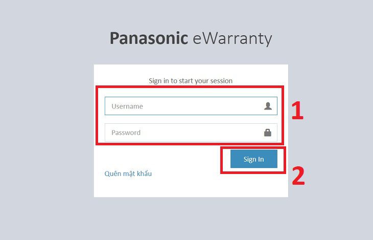 Tiến hành đăng nhập vào hệ thống website Panasonic