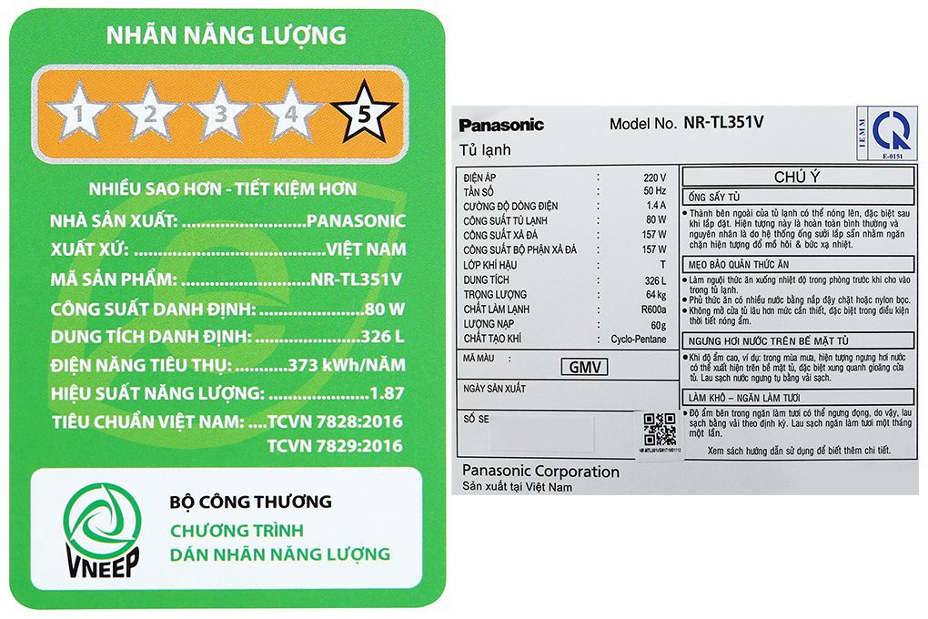 Công suất tiêu thụ tủ lạnh Panasonic
