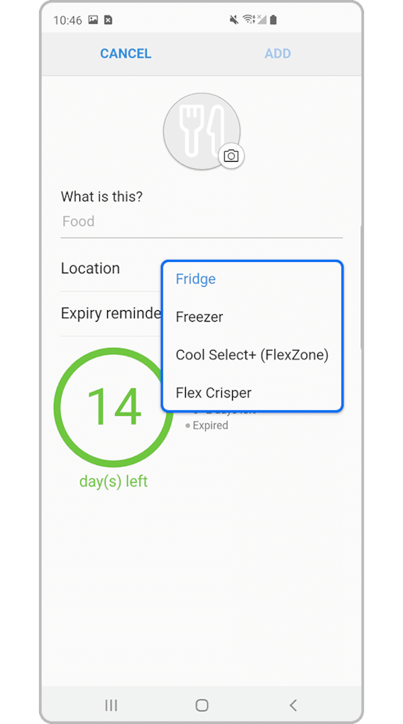 refrigerator smartthings food list