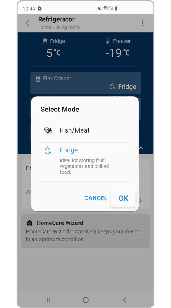 refrigerator smartthings select mode