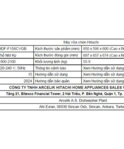 Máy rửa bát Hitachi HDF-F158CVGB ảnh số 7 -