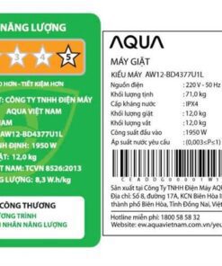 Máy giặt Aqua AW12-BD4377U1L(GN) - hình số 7