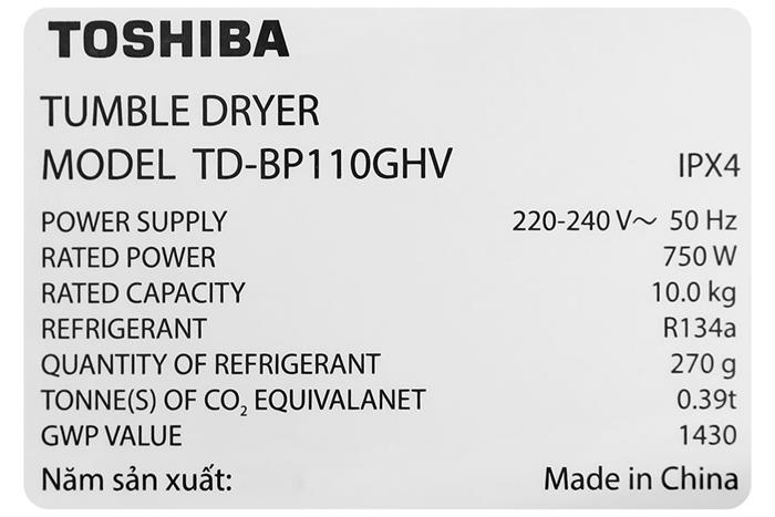 - Máy sấy Toshiba TD-BP110GHV(MG) - hình số 10