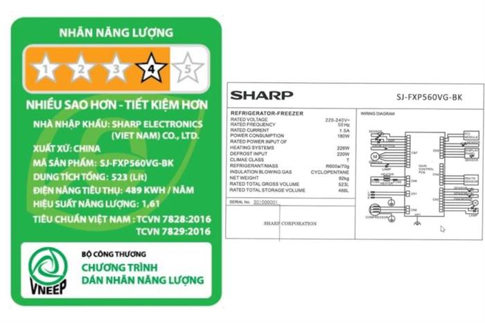 - Tủ lạnh Sharp SJ-FXP560VG-BK - hình số 3