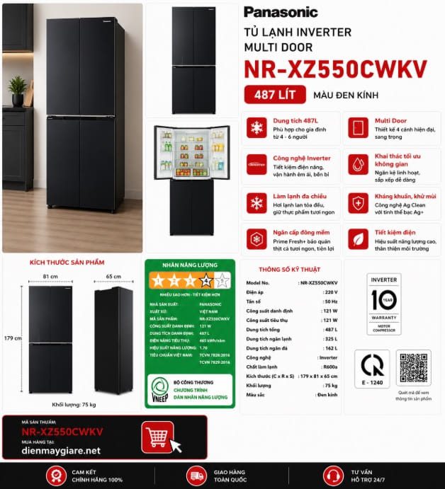 Tủ Lanh Panasonic Xz550cwkv Tủ Lanh Panasonic Xz550cwkv