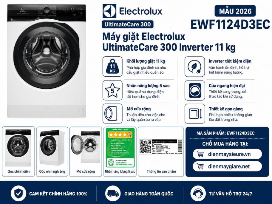 MÁy GiẶt Electrolux 11kg Ewf1124d3ec MÁy GiẶt Electrolux 11kg Ewf1124d3ec