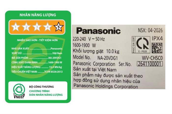 - Máy giặt Panasonic NA-20VDG1BVT - hình số 6
