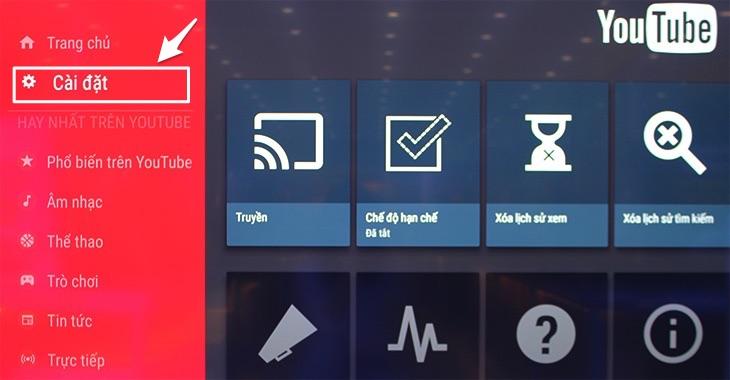 tắt bảng thông tin khi xem youtube trên tivi