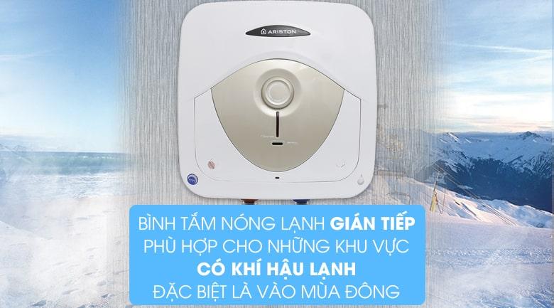 Bình nóng lạnh Ariston AN 15 RS MT gián tiếp phù hợp cho những khu vực có khí hậu lạnh,đặc biệt là vào mùa đông