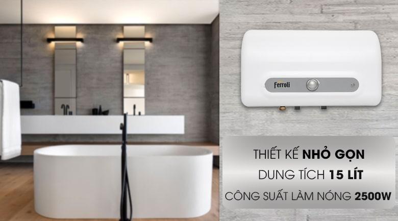 Bình nóng lạnh Ferroli QQ Evo 15L ME thiết kế nhỏ gọn