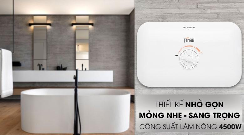 Bình nóng lạnh Ferroli FS 4.5TE thiết kế nhỏ gọn,sang trọng