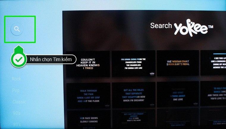 Hát karaoke trên smart tivi Sony tìm kiếm bài hát 