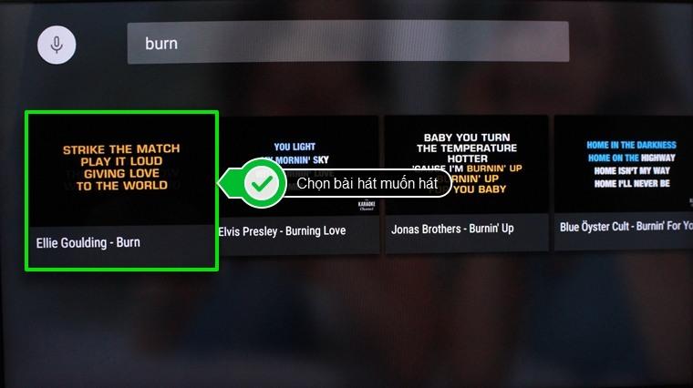 Hát karaoke trên smart tivi Sony chọn bài hát