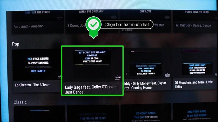 Hát karaoke trên smart tivi Sony thể loại nhạc 