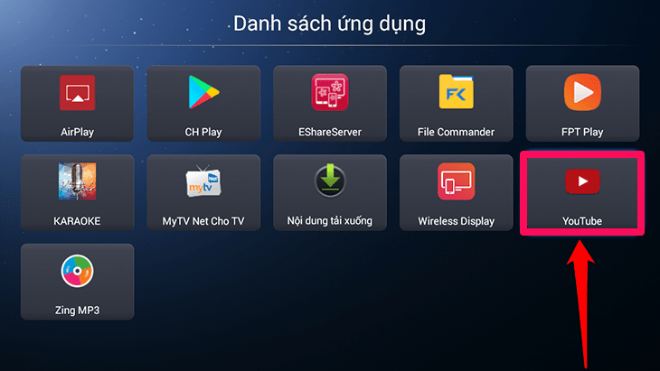 mở ứng dụng youtube