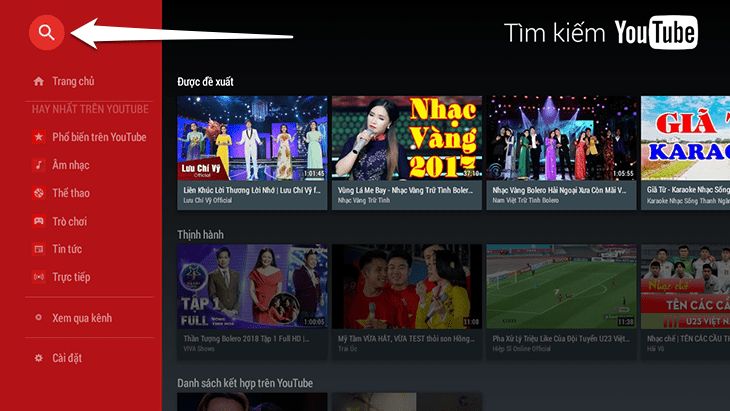 chọn biểu tượng tìm kiếm