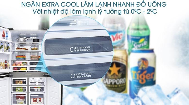 ngăn EXTRA COOL làm lạnh nhanh đồ uống với nhiệt độ làm lạnh lý tưởng từ 0-2 độ C