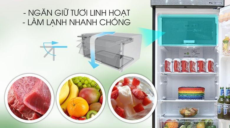 ngăn giữ tươi linh hoạt, làm lạnh nhanh chóng