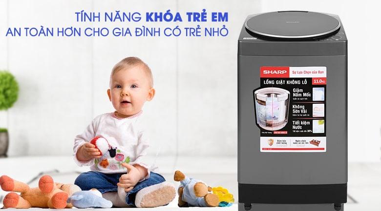 An toàn với chức năng khóa trẻ em, tránh trẻ táy máy bảng điều khiển