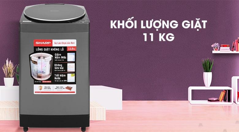 Khối lượng giặt lớn đến 11 kg, thoải mái dùng với gia đình trên 6 thành viên