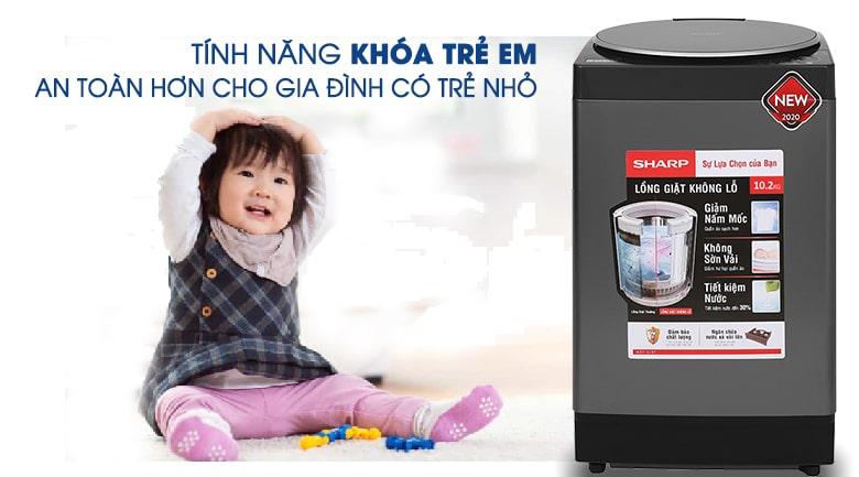 Máy giặt Sharp ES-W95HV-S an toàn với chức năng khóa trẻ em