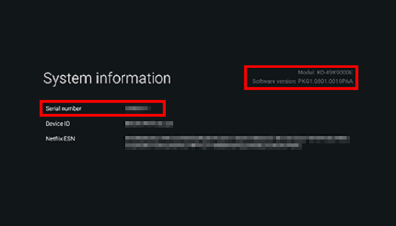 kiểm tra thông tin tivi sony android